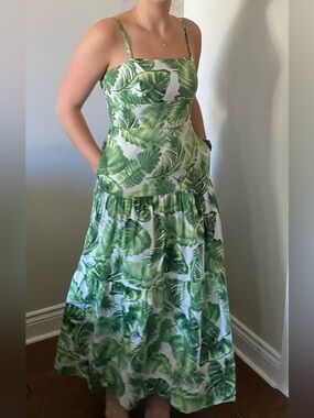 Taylor Green Tropical Leaf Maxi Dress
